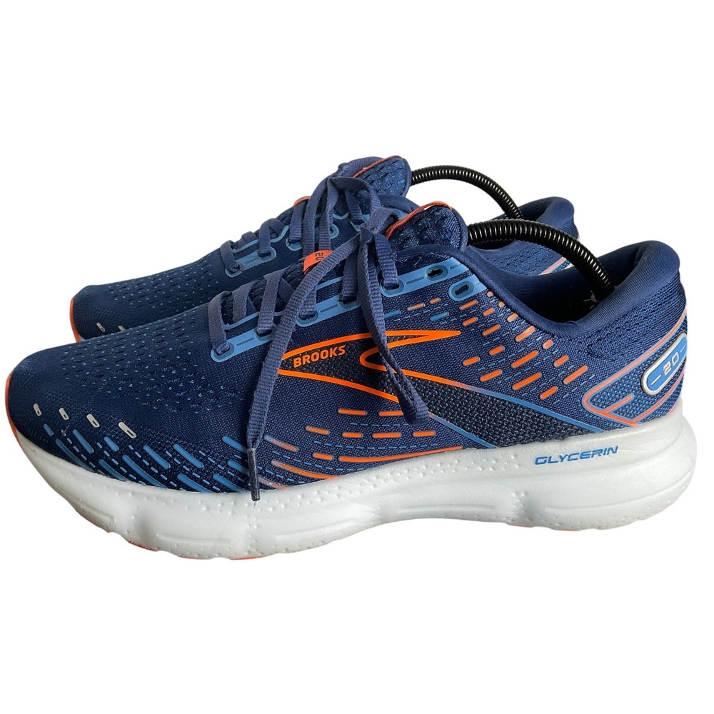 Brooks Glycerin 20 Mens 10.5 2E Wide Navy Orange Running Shoes 1103822E444
